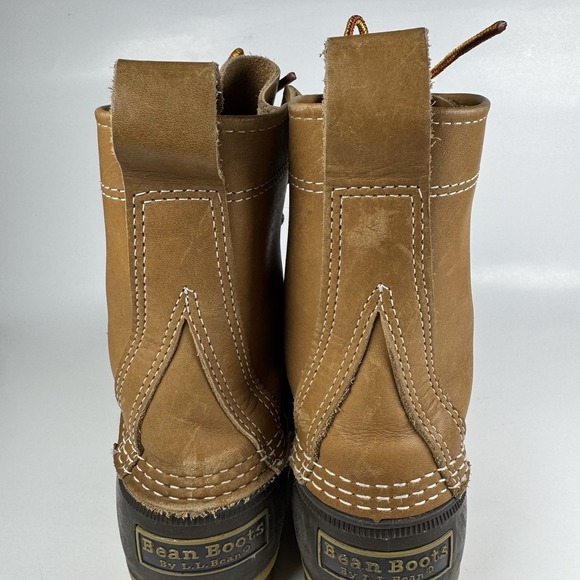 LL Bean Men's Brown Leather 8" Lace Up Unlined Ankle Duck Boots Size 7 M - Picture 4 of 12